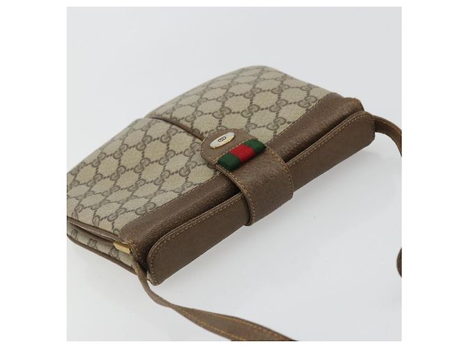 GUCCI GG Supreme Web Sherry Line Bag PVC Beige Gold 10 02 037 - vue 6