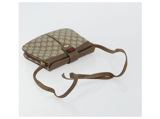 GUCCI GG Supreme Web Sherry Line Bag PVC Beige Gold 10 02 037 - vue 7