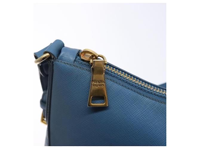PRADA Shoulder Bag Leather Blue Gold - vista 16