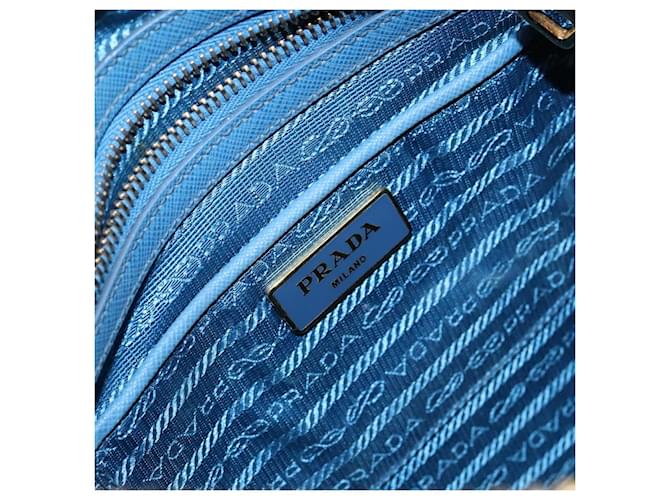 PRADA Shoulder Bag Leather Blue Gold - vista 17
