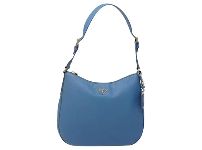 PRADA Shoulder Bag Leather Blue Gold - vista 2