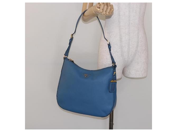 PRADA Shoulder Bag Leather Blue Gold - vista 27