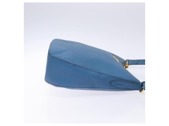 PRADA Shoulder Bag Leather Blue Gold - vista 4