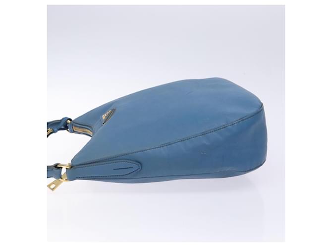 PRADA Shoulder Bag Leather Blue Gold - vista 5