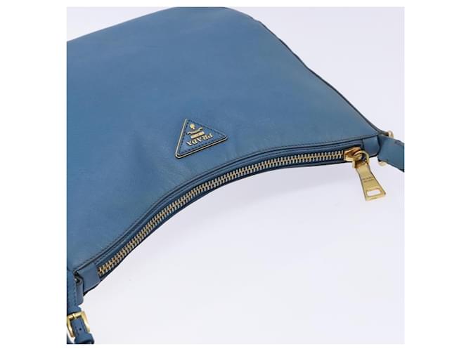 PRADA Shoulder Bag Leather Blue Gold - vista 6