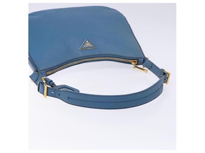 PRADA Shoulder Bag Leather Blue Gold - vista 7