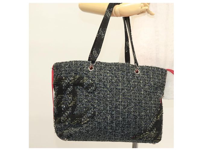 CHANEL Tote Bag Tweed Black Silver CC - vista 22