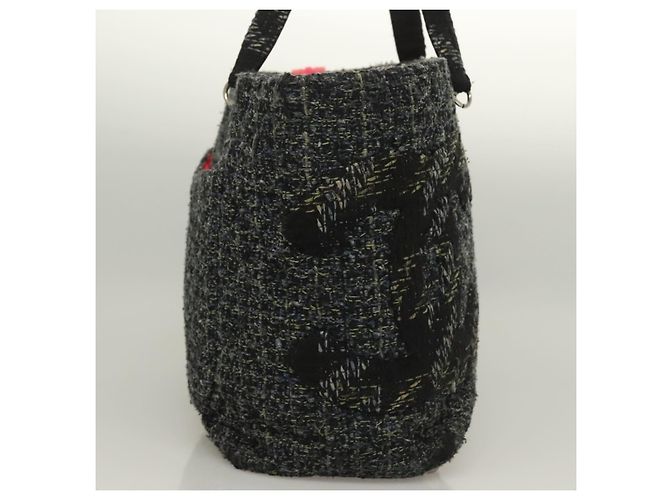CHANEL Tote Bag Tweed Black Silver CC - vista 4