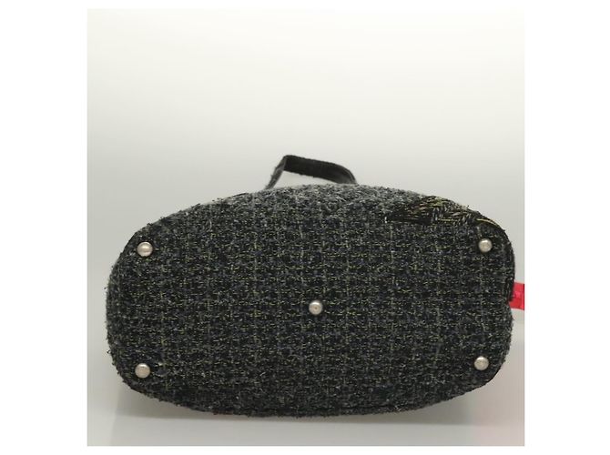 CHANEL Tote Bag Tweed Black Silver CC - vista 5
