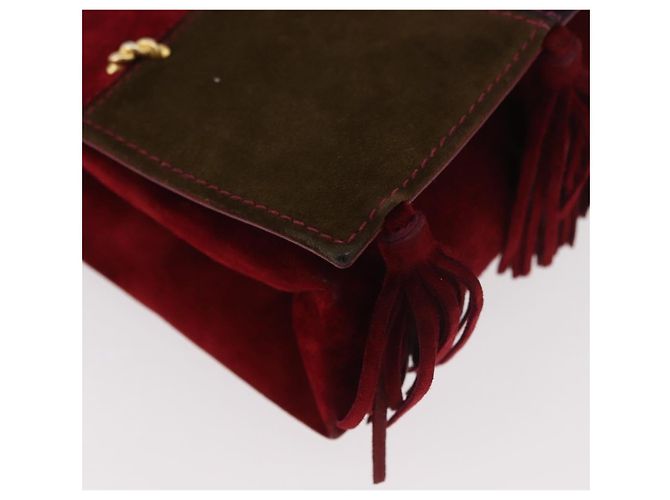 Salvatore Ferragamo Shoulder Bag Suede Red Gold - vista 10
