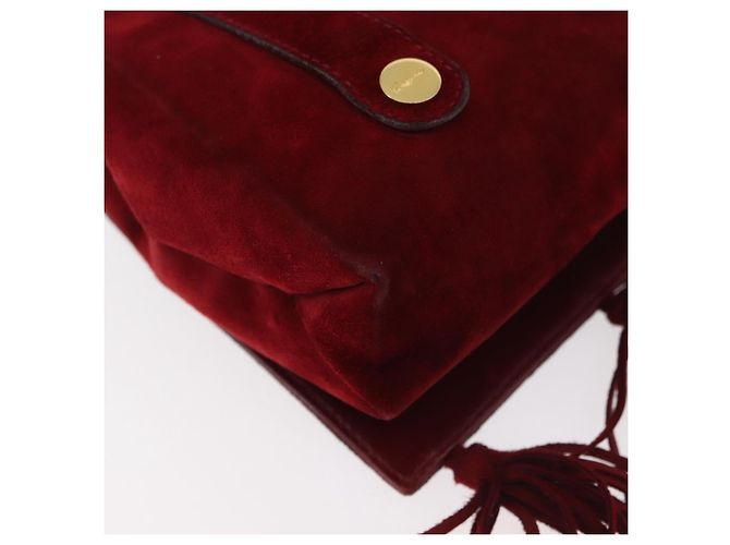 Salvatore Ferragamo Shoulder Bag Suede Red Gold - vista 12