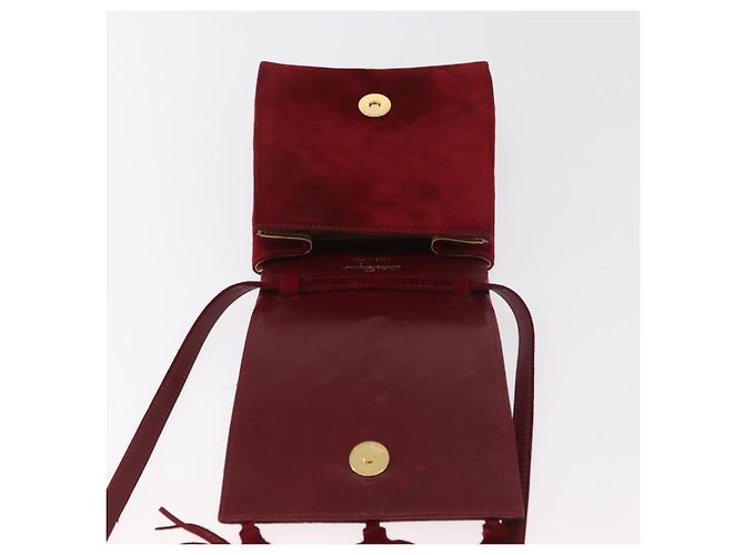 Salvatore Ferragamo Shoulder Bag Suede Red Gold - vista 14