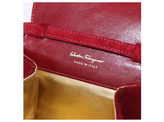 Salvatore Ferragamo Shoulder Bag Suede Red Gold - vista 15