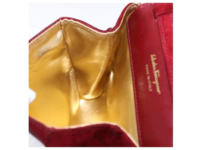Salvatore Ferragamo Shoulder Bag Suede Red Gold - vista 17