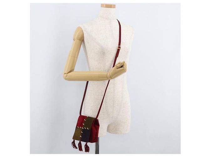 Salvatore Ferragamo Shoulder Bag Suede Red Gold - vista 19