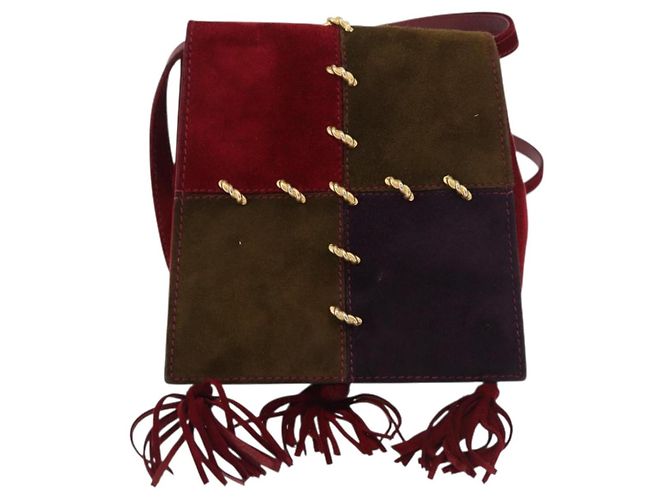 Salvatore Ferragamo Shoulder Bag Suede Red Gold - vista 2