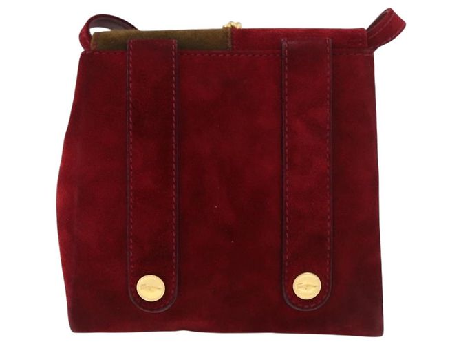 Salvatore Ferragamo Shoulder Bag Suede Red Gold - vista 3