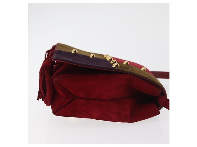 Salvatore Ferragamo Shoulder Bag Suede Red Gold - vista 4
