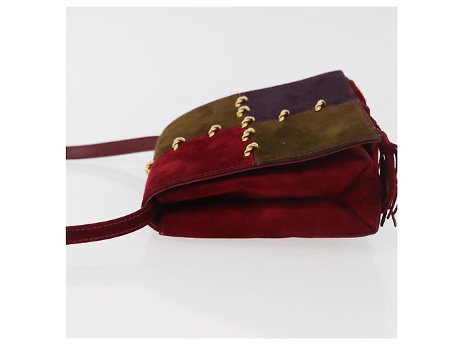 Salvatore Ferragamo Shoulder Bag Suede Red Gold - vista 5