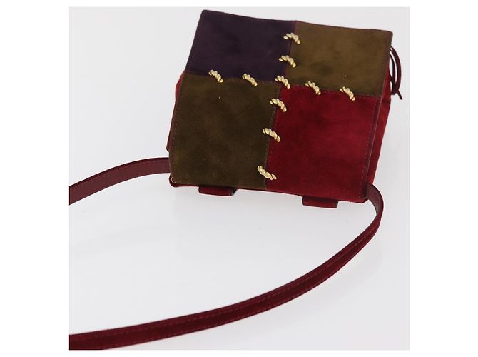 Salvatore Ferragamo Shoulder Bag Suede Red Gold - vista 6