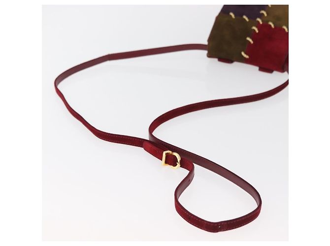 Salvatore Ferragamo Shoulder Bag Suede Red Gold - vista 7