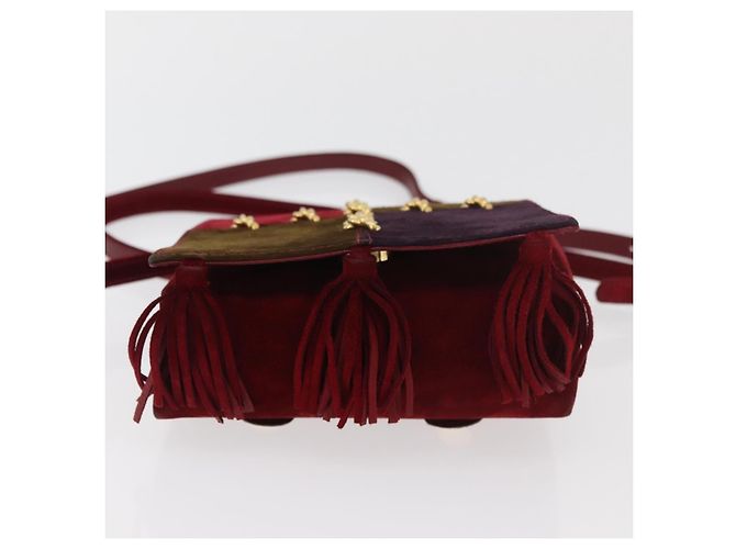 Salvatore Ferragamo Shoulder Bag Suede Red Gold - vista 9