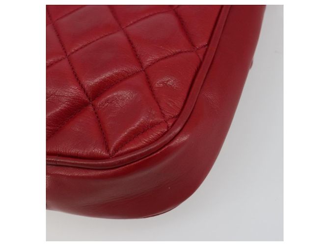 CHANEL Matelasse Chain Shoulder Bag Lamb Skin Red Gold CC - vista 12