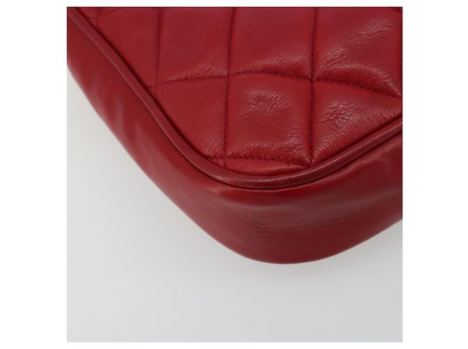 CHANEL Matelasse Chain Shoulder Bag Lamb Skin Red Gold CC - vista 13