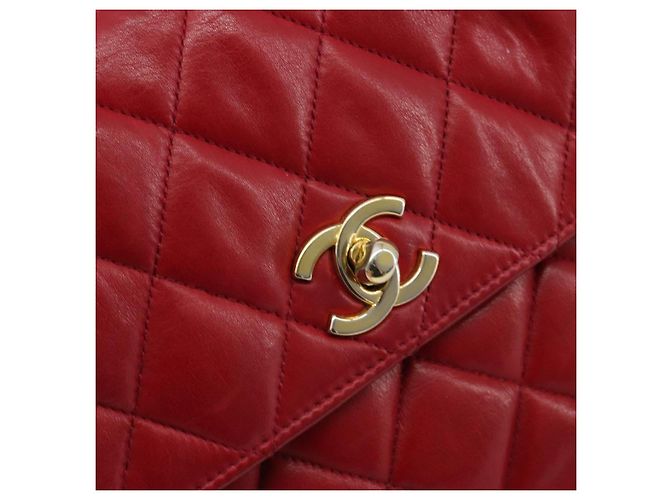 CHANEL Matelasse Chain Shoulder Bag Lamb Skin Red Gold CC - vista 14
