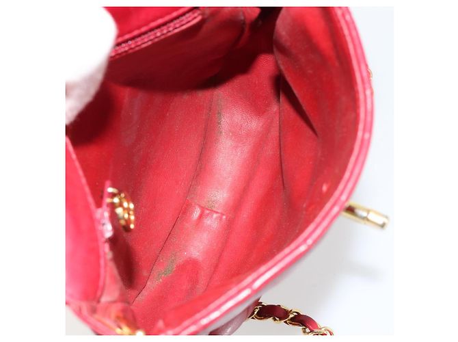 CHANEL Matelasse Chain Shoulder Bag Lamb Skin Red Gold CC - vista 17