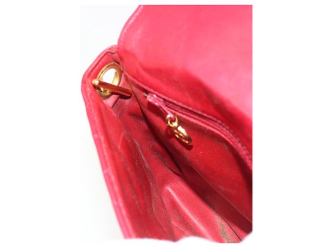 CHANEL Matelasse Chain Shoulder Bag Lamb Skin Red Gold CC - vista 19