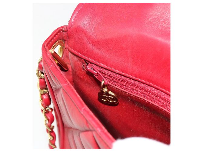 CHANEL Matelasse Chain Shoulder Bag Lamb Skin Red Gold CC - vista 20
