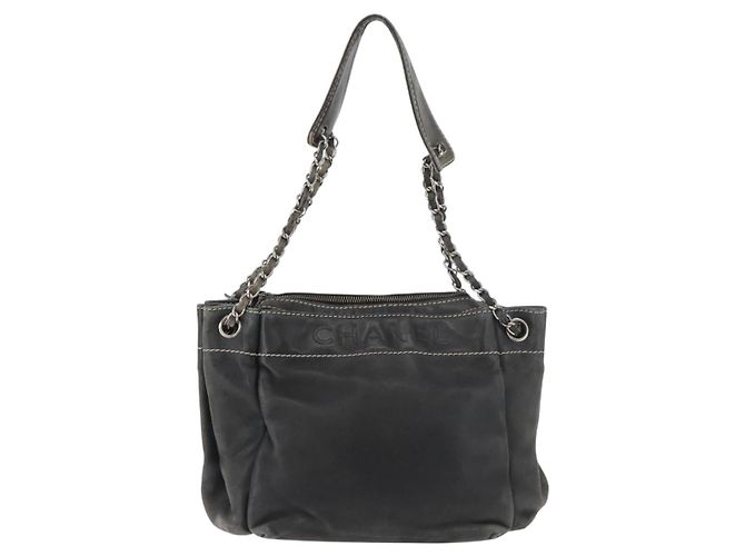 CHANEL Chain Shoulder Bag Lamb Skin Black CC - vista 2