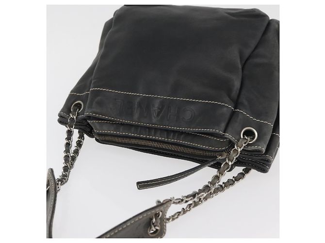 CHANEL Chain Shoulder Bag Lamb Skin Black CC - vista 6
