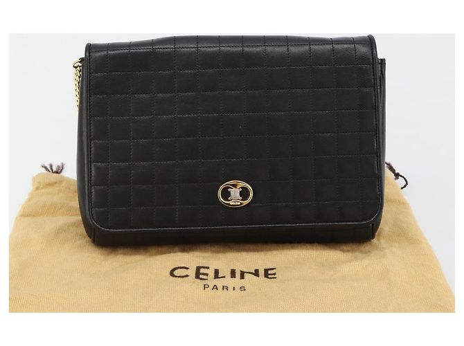 Céline CELINE Chain Shoulder Bag Leather Black Gold - vista 25