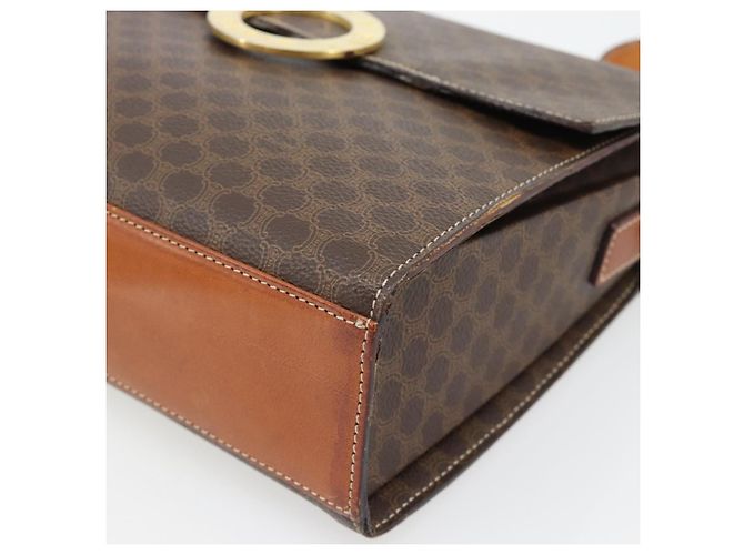 Céline CELINE Macadam Canvas Circle Shoulder Bag PVC Leather Brown Gold - vista 10
