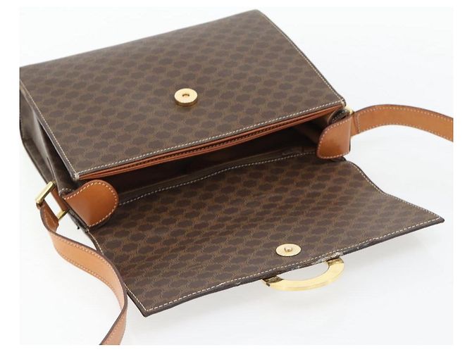 Céline CELINE Macadam Canvas Circle Shoulder Bag PVC Leather Brown Gold - vista 15