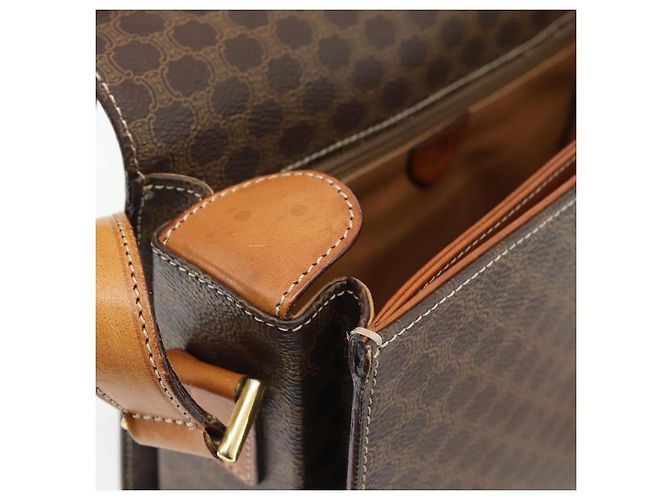 Céline CELINE Macadam Canvas Circle Shoulder Bag PVC Leather Brown Gold - vista 16