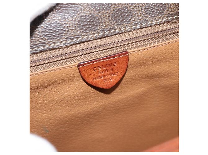 Céline CELINE Macadam Canvas Circle Shoulder Bag PVC Leather Brown Gold - vista 18