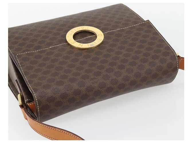 Céline CELINE Macadam Canvas Circle Shoulder Bag PVC Leather Brown Gold - vista 6