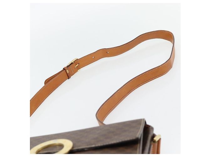 Céline CELINE Macadam Canvas Circle Shoulder Bag PVC Leather Brown Gold - vista 8