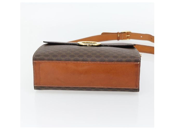Céline CELINE Macadam Canvas Circle Shoulder Bag PVC Leather Brown Gold - vista 9