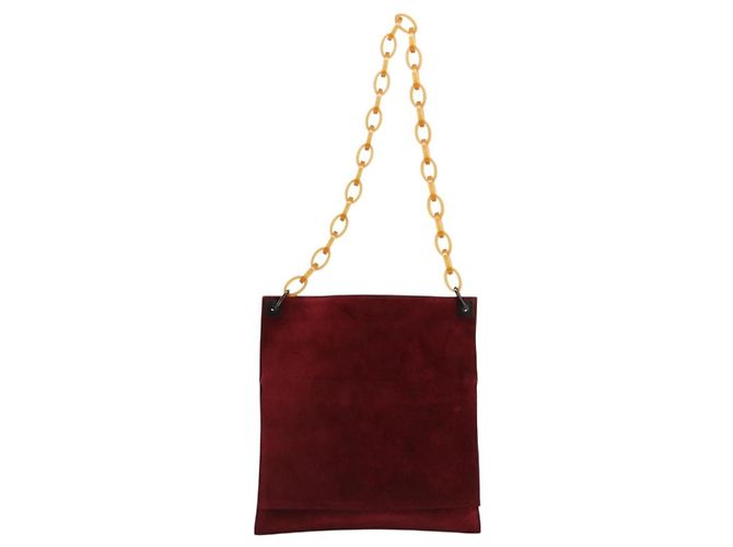 FENDI Plastic Chain Shoulder Bag Suede Red - vista 2