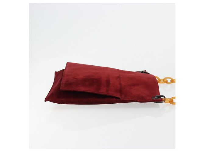 FENDI Plastic Chain Shoulder Bag Suede Red - vista 4