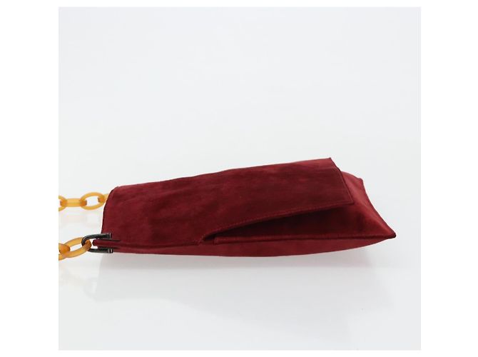 FENDI Plastic Chain Shoulder Bag Suede Red - vista 5