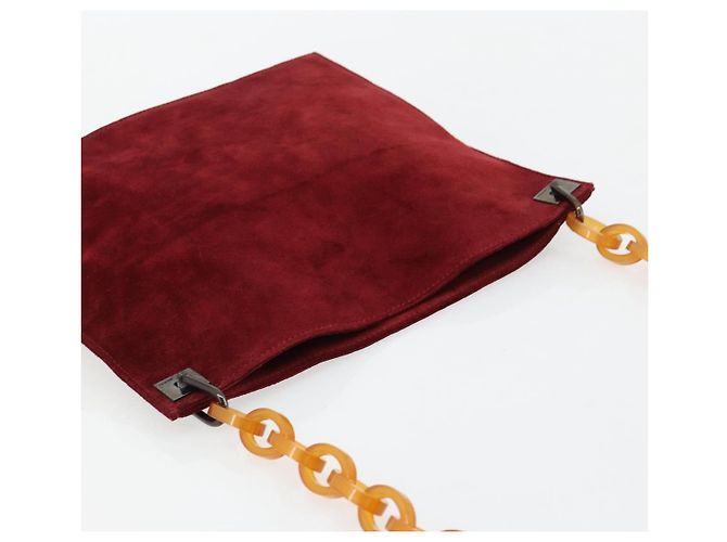 FENDI Plastic Chain Shoulder Bag Suede Red - vista 6