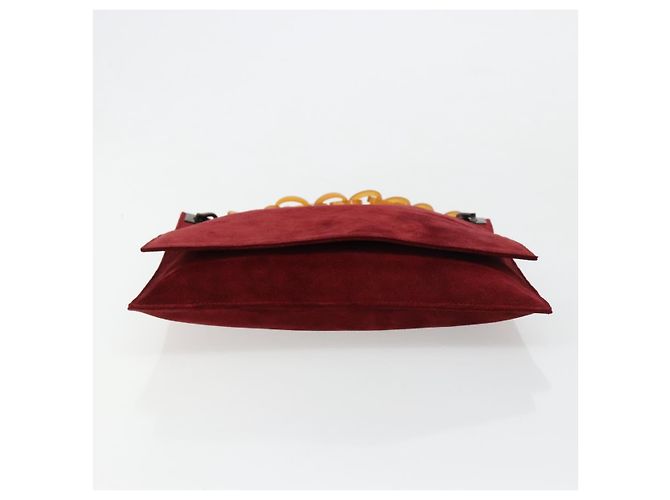 FENDI Plastic Chain Shoulder Bag Suede Red - vista 9