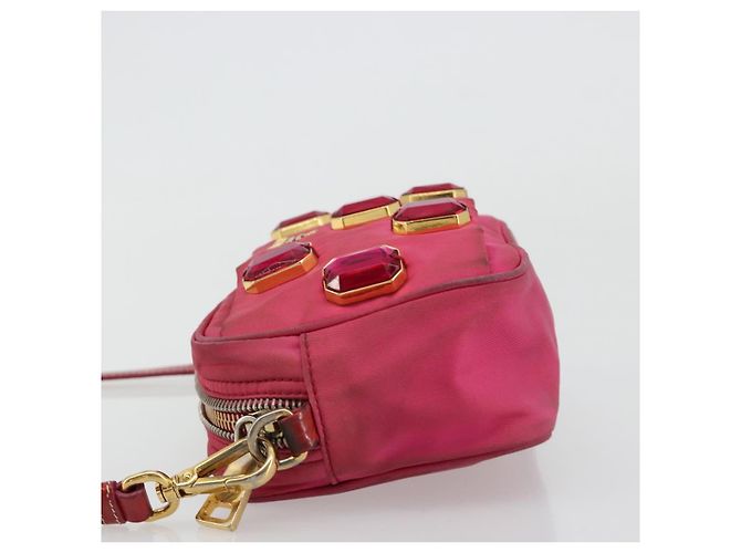 PRADA Shoulder Bag Nylon Pink Gold - vista 4