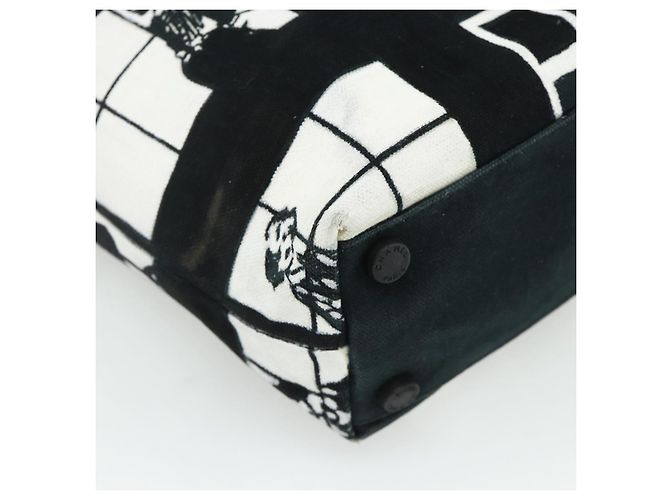 CHANEL Windows Line Tote Bag Canvas Black Gold CC - vista 13