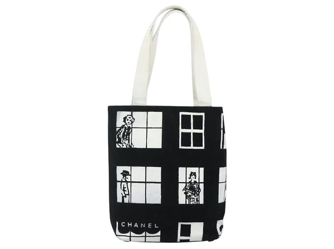 CHANEL Windows Line Tote Bag Canvas Black Gold CC - vista 2